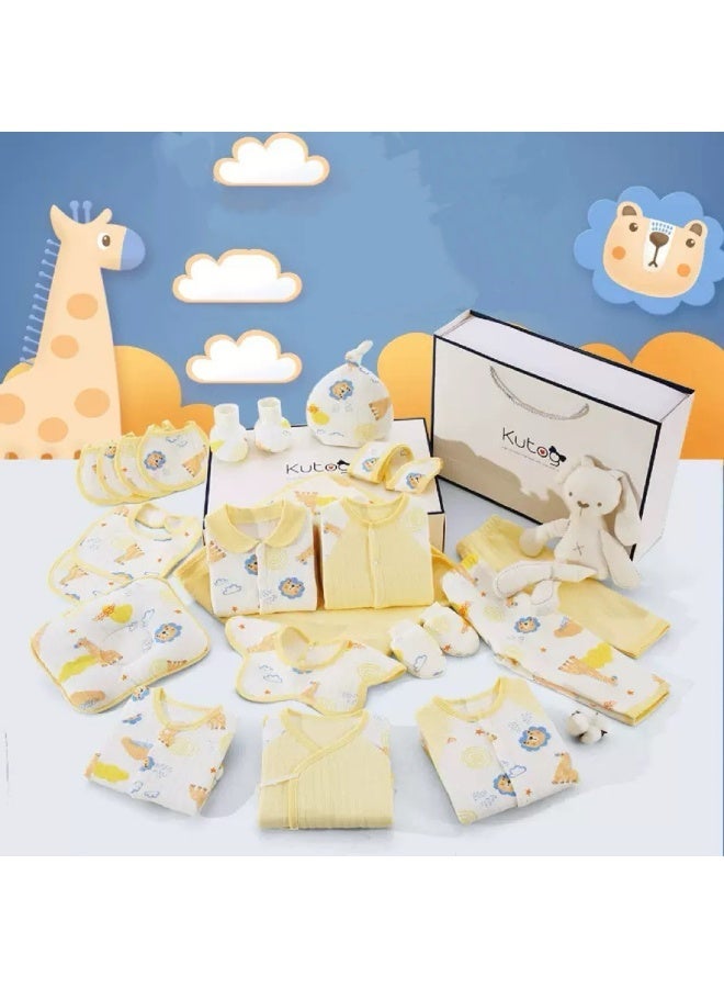 xppier مجموعة هدايا ملابس الأطفال حديثي الولادة مكونة من 22 قطعة من القطن الأصفر الفاتح - Image 4